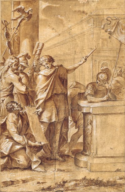 Constantijn de Grote geeft opdracht tot de bouw van de basiliek van S. Giovanni in Laterano door Giuseppe Belloni